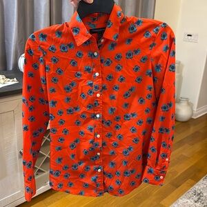 Banana Republic orange floral button down shirt XXS